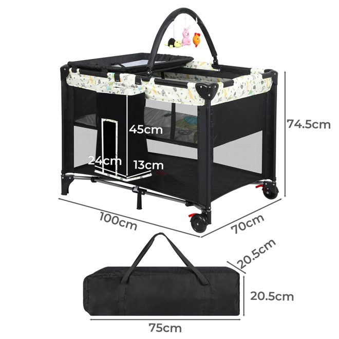 Baby Cot Bed Crib Portable Bassinet Safety Rails Fence Foldable Travel