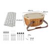 Picnic Basket Set Willow Baskets Outdoor Storage Foldable Insulated Bag 4Person