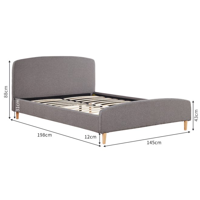 Deua Bed Frame Double Size Wooden Platform Fabric Base Bedhead Headboard