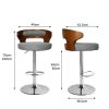 1x Bar Stools Kitchen Gas Lift Wooden Beech Stool Chair Swivel Barstools – Grey and Silver