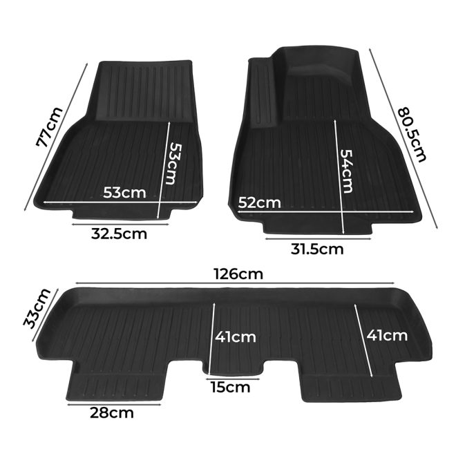 Tesla Model Y Floor Mats 3D Car Carpets Front Rear Set Anti-Slip 2020-2022