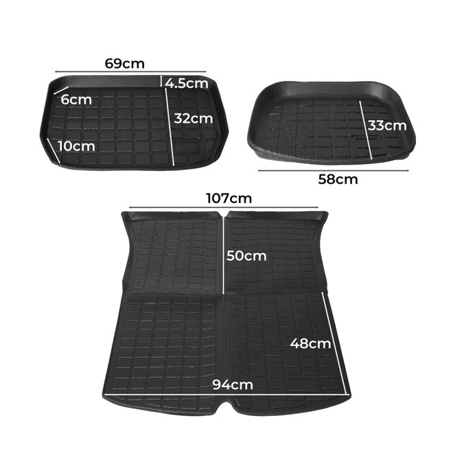 Tesla Model Y Floor Mats Front Rear Trunk +Toolbox Anti-Slip Car Carpets