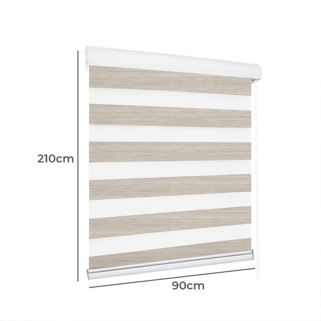 Blackout Zebra Roller Blind Curtains Double Window Sunshade 90×210 White