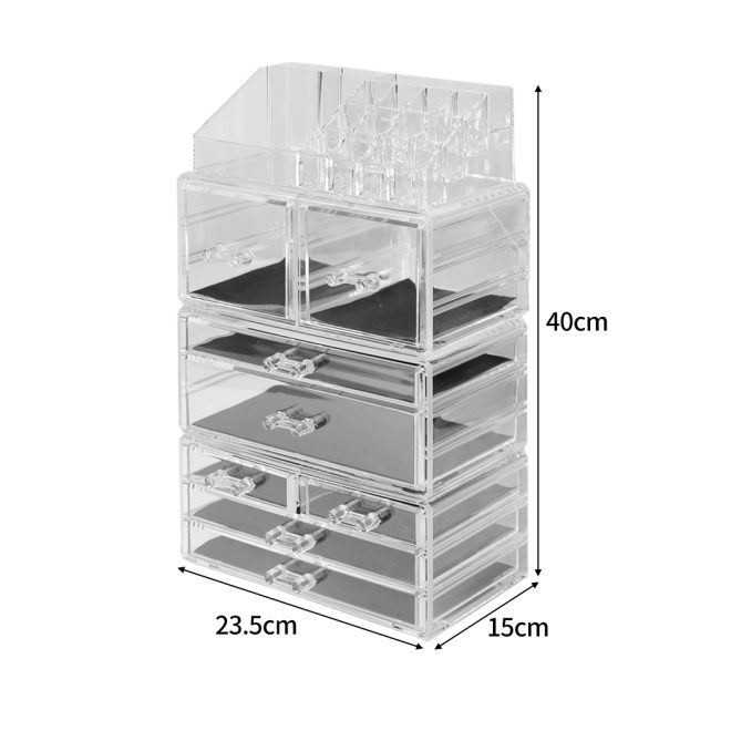 Cosmetic 8 Drawer Makeup Organizer Storage Jewellery Holder Box Acrylic Display