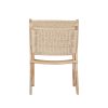 Foldable Single Deck Chair Solid Ash Wood Kraft Rope Paper Woven Seat