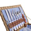 4 Person Picnic Basket Baskets Set Outdoor Blanket Wicker Deluxe Folding Handle