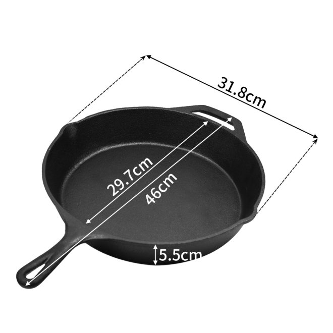 30cm Cast Iron Skillet / Fry Pan 12 Inch Pre Seasoned Oven Safe Cooktop & BBQ